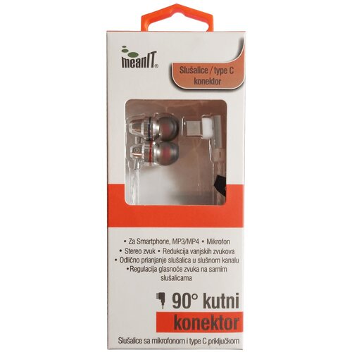 Meanit Slušalice sa mikrofonom, Žičana veza, Tip C ulaz, Bijela Cijene