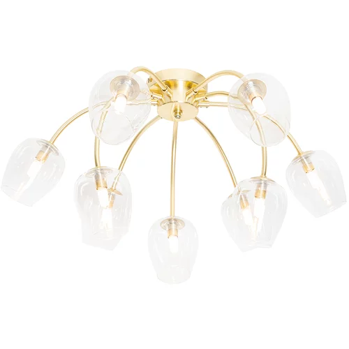QAZQA Klasična stropna svetilka zlata s steklenimi 9 lučkami - Elien