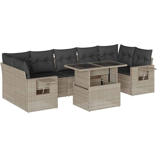 Maison Chic Seti vrtnega pohištva - Vrtna garnitura - Vrtni pohištvo set 8-delna z blazinami sv. siv poli ratan, (21800944) Cene