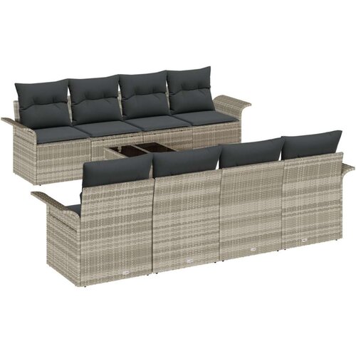  komadni vrtni sofa set s jastučićima svijetlosivog poli ratana Slike