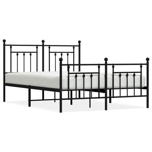 Maison Chic Kovinski Posteljni okvir - Dvoposteljna postelja - Zakonska postelja z vzglavjem in vznožjem črn 140x190 cm, (21696562) Slike