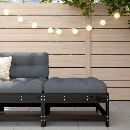  Vrtni tabure s jastukom crni od masivne borovine Cijene