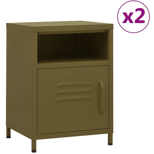 vidaXL Nočne omarice 2 kosa olivno zelene 35x35x51 cm jeklo Cene
