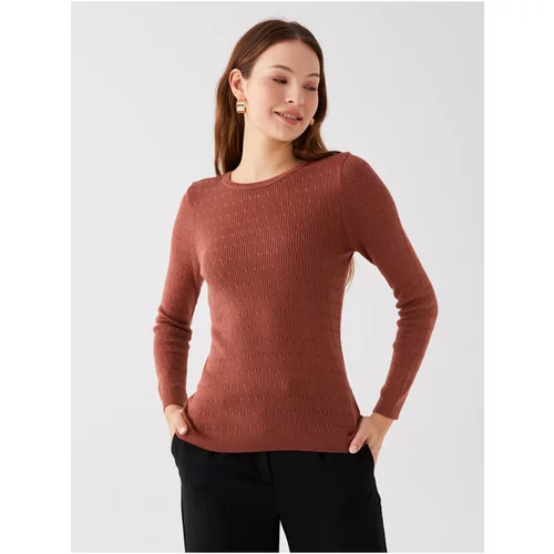 LC Waikiki Round Neck Women's Knitwear Sweater With Patterned Long Sleeves