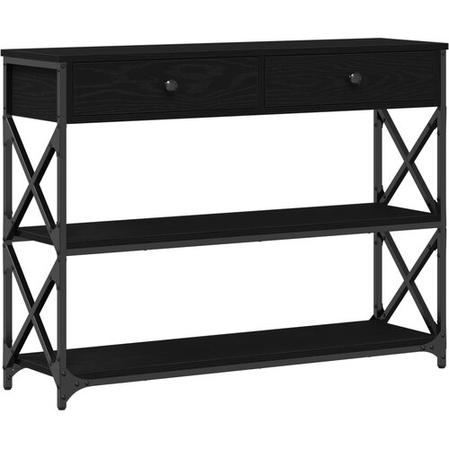  Konzolna stolica s ladicama Crni hrast 100 x 28 x 75 cm Slike