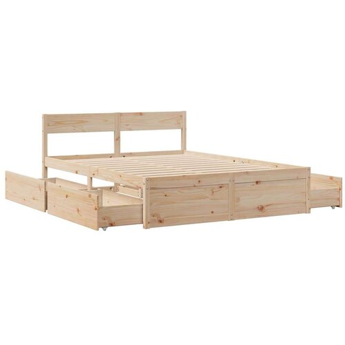 VidaXL Okvir za krevet s ladicama 150 x 200 cm borovina Slike