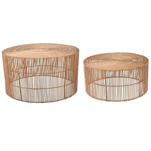 Kave Home Okrogle mizice v kompletu 2 ks iz ratana v naravni barvi &amp;oslash; 66 cm Elmima &amp;ndash; Slike