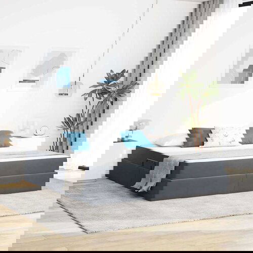 VidaXL Krevet s madracem i skladi&amp;scaron;tem Tamno siva 160 x 200 cm Bar&amp;scaron;un Slike