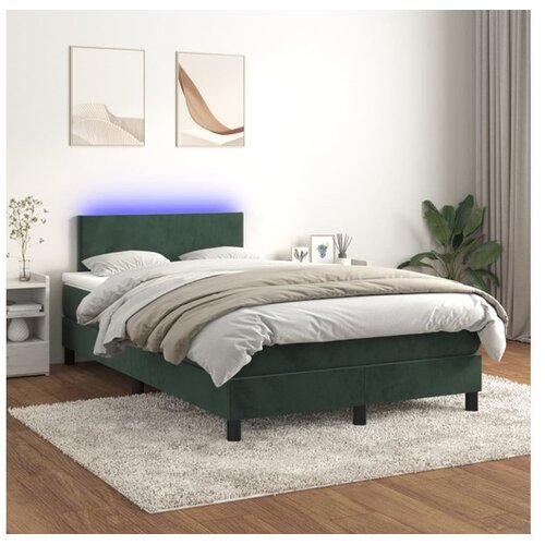  Krevet box spring s madracem LED tamnozeleni 120x200 cm baršun Cene