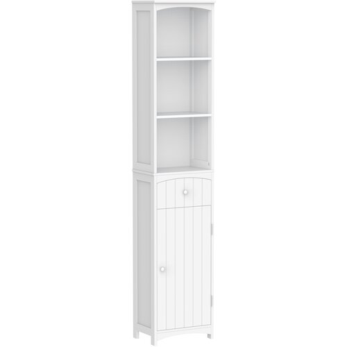 HOMCOM Bela omarica v obliki stolpca iz MDF, večnamenska prostorsko varčna omarica za kopalnico/sobo s 3 policami 34x24x170cm, (20754118) Cene