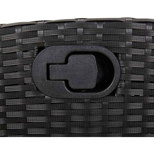  5-dijelni vrtni blagovaonski set s jastucima od poliratana crni Crna 90 cm table length Slike