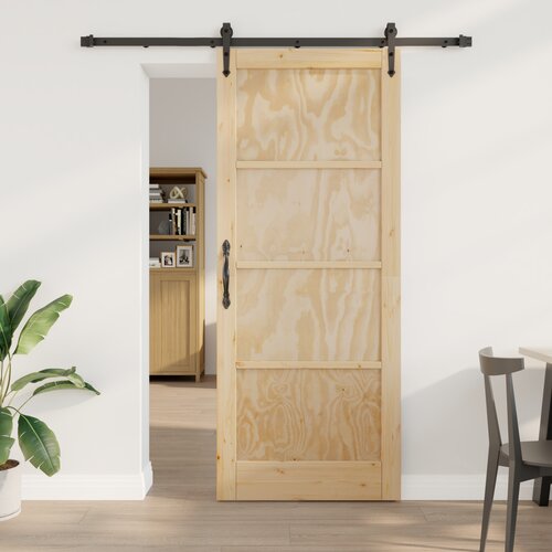 vidaXL Drsna vrata s kompletom strojne opreme 86x211 cm iz trde borovine, Notranja vrata 'ORKDAL'86x211x4 cm iz trde borovine Cene