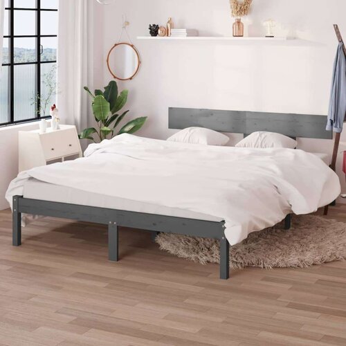  Za krevet od masivne borovine sivi 140 x 200 cm Slike