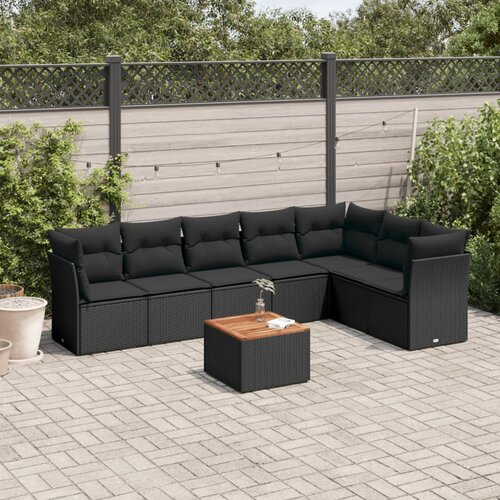 vidaXL 8-dijelni set vrtnih sofa od poliratana s jastucima crni Cijene