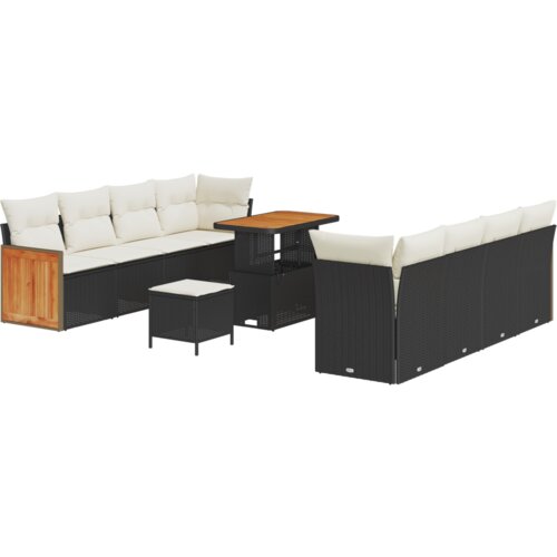  Set vrtnih sofa od 11 dijelova s jastučićima crni poli ratan akacija Slike