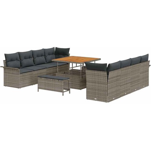  Sjedeća garnitura za vrt 11 kom. Siva poliratan 242.5 x 62 x 85 cm Slike