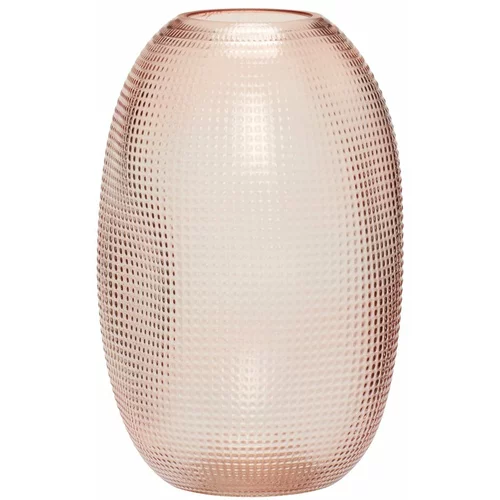 Hübsch Roza steklena vaza Hübsch Glam, višina 20 cm