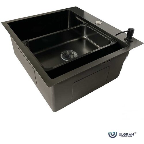 Ulgran Inox sudopera HD5550 Crna sa dozerom za deterdžent i korpicom 55x50cm Slike