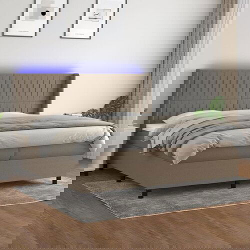  The Living Store Box spring postelja z vzmetnico LED taupe 200x200 cm blago - Box Spring Postelja, (21496994) Slike