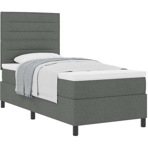 VidaXL Posteljni okvir z vzmetnico Temno siva Tkanina 90 x 200 cm, (22067065) Slike