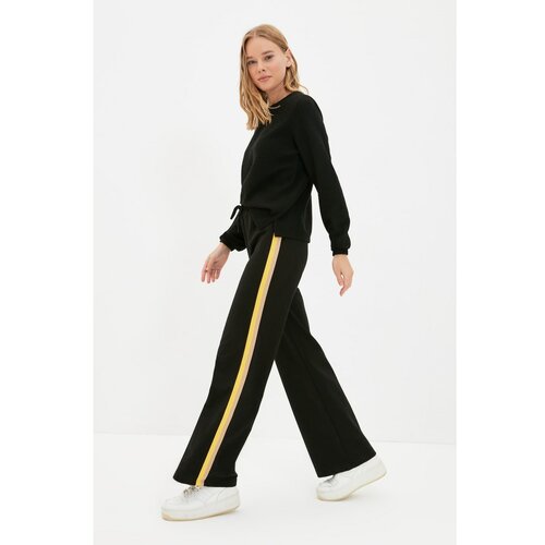 Trendyol Black Wide Leg Side Stripe Detailed Knitted Sweatpants Slike
