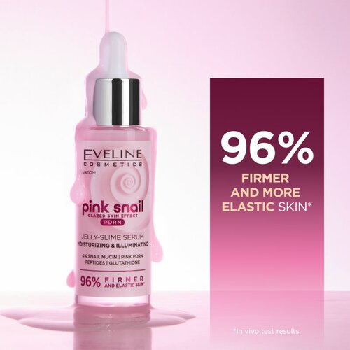Eveline Cosmetics Pink Snail Glazed Skin Effect serum za osvetljevanje za obraz 30 ml Slike