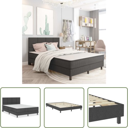 The Living Store Boxspring postelja temno siva iz blaga 140x200 cm - Boxspring Postelja, (21737352) Cene