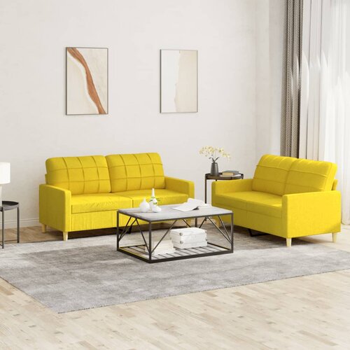  2-dijelni set sofa s jastucima svjetložuti od tkanine Cene