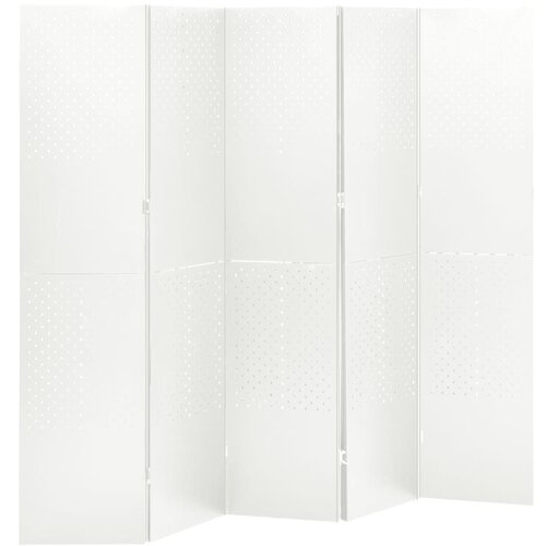 Sobna pregrada s 5 panela bijela 200 x 180 cm čelična Slike