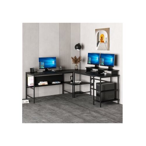 Hanah home Kutni radni stol Greta Matte-7042, Crna Slike