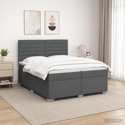  Boxspring krevet s madracem Tamnosiva 200 x 200 cm Tkanina Cene