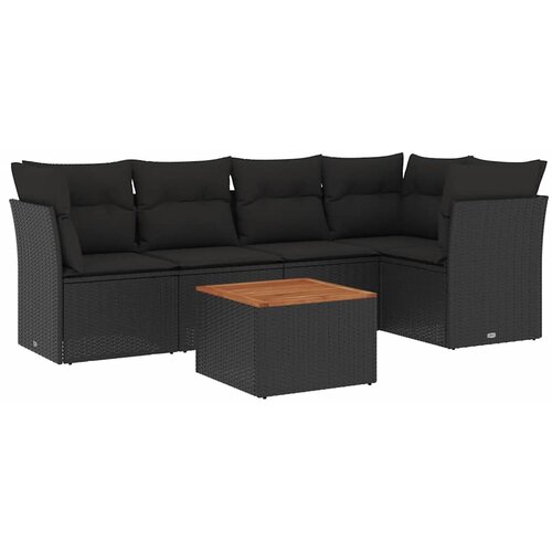 6-dijelni set vrtnih sofa s jastucima crni od poliratana Crna 62 x 62 x 69 cm Slike