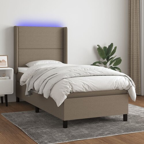  box spring s madracem LED smeđesivi 90x190 cm tkanina Cijene