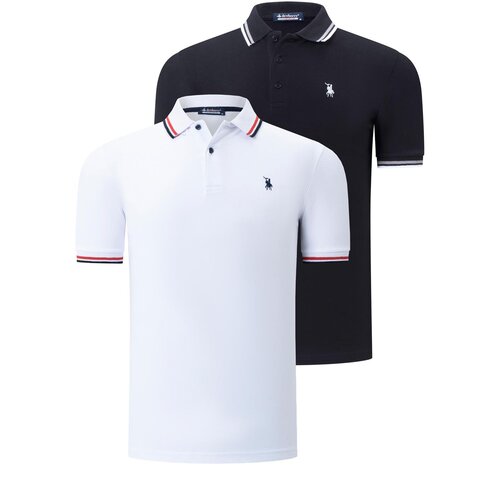 Dewberry DUO SET T8594 MENS T-SHIRT-WHITE-BLACK Slike