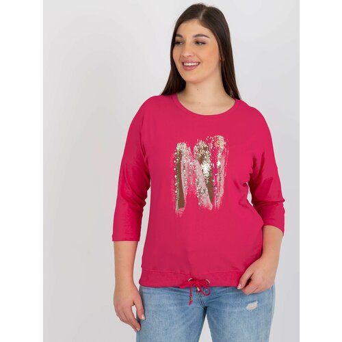 Fashion Hunters Fuchsia women's blouse plus size with print Slike