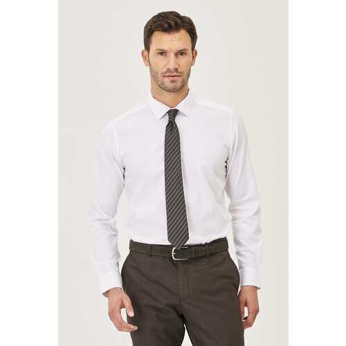 ALTINYILDIZ CLASSICS Men's White Non-iron Non-iron Slim Fit Slim Fit 100% Cotton Dobby Shirt. Slike