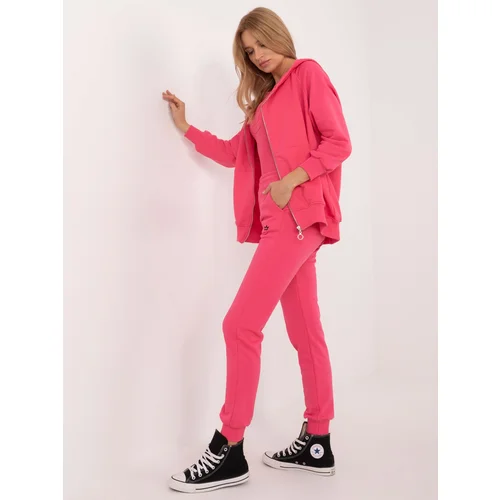 Fashionhunters Dark pink three-piece tracksuit with trousers