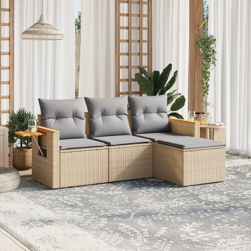 vidaXL 4-dijelni set vrtnih sofa s jastucima bež od poliratana Cijene