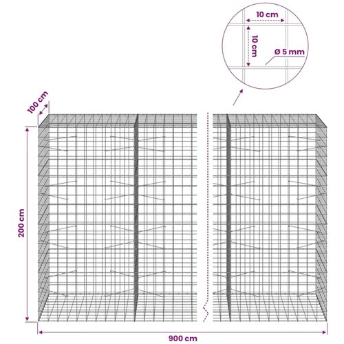  Gabion s žicom debljine 5 mm i mrežom 10x10 cm 900x100x200 cm - 100 cm 200 cm 900 cm Slike