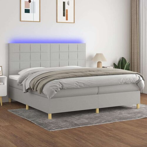  Box spring postelja z vzmetnico LED sv. siva 200x200 cm blago, (20761096) Slike