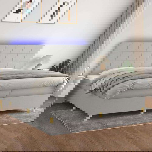  Box spring s madracem LED svjetlosivi 200x200 cm tkanina Cene