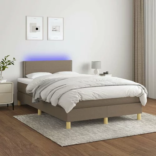  Box spring postelja z vzmetnico LED taupe 120x200 cm blago, (20724760)