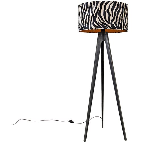 QAZQA Talna svetilka stativ črna s senčnikom zebra 50 cm - Tripod Classic Slike