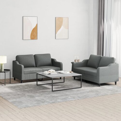  2-dijelni set sofa s jastucima tamnosivi od tkanine Cene