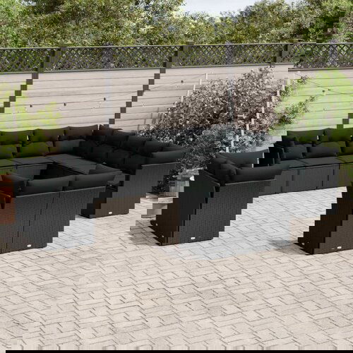 vidaXL 13-dijelni set vrtnih sofa s jastucima poliratan crni Cijene