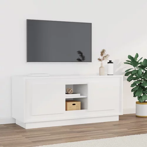 vidaXL TV omarica visok sijaj bela 102x35x45 cm inženirski les