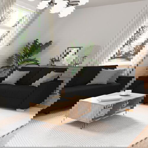 vidaXL 3-delna sedežna garnitura z blazinami črna tkanina Cene