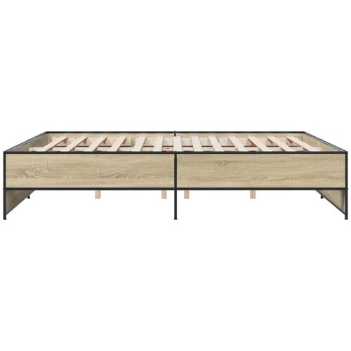  Okvir za krevet boja hrasta 200x200cm konstruirano drvo i metal Smeđa 200 x 200 cm Slike