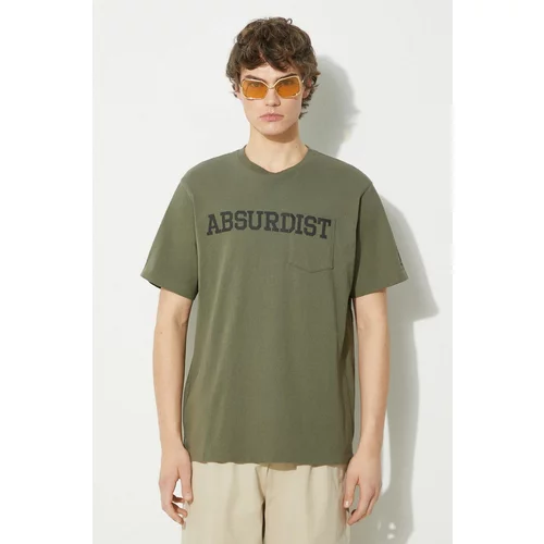 Engineered Garments Pamučna majica Printed Cross Crew Neck T-shirt za muškarce, boja: zelena, s uzorkom, OR424.NP121