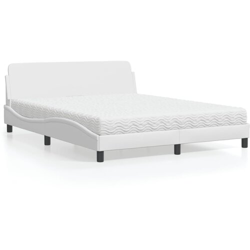 The Living Store Postelja z vzmetnico bela 160x200 cm umetno usnje - Postelja, (21610172) Cene